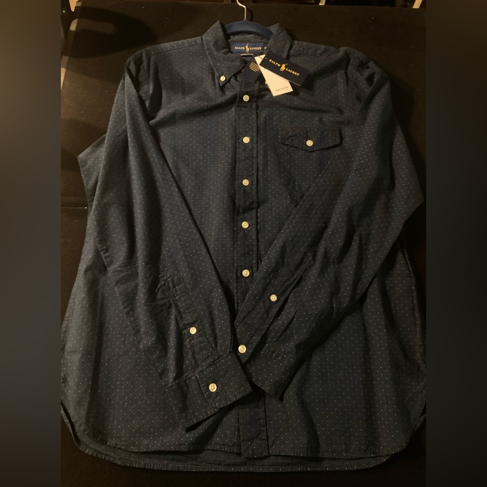 NWT Polo by Ralph Lauren Blue Dress shirt size Medium MSRP $149
